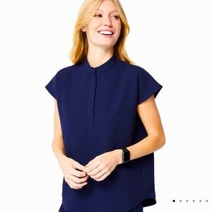 Figs Rafaela Mandarin Scrub Top - Navy Blue XXS